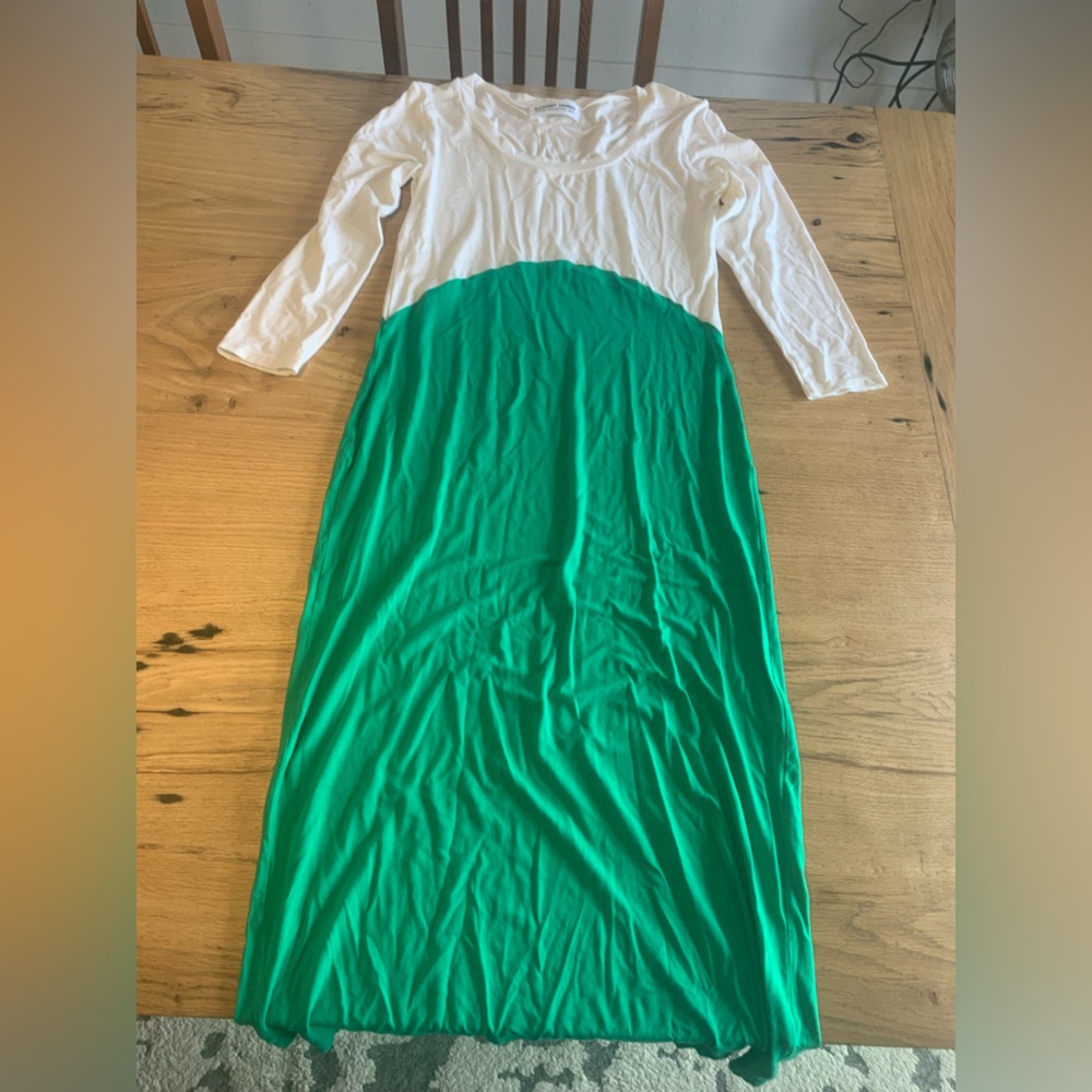 Sonnet James‎ Color Block Knit Tee Shirt Dress MIDI Green White Women’s Preloved